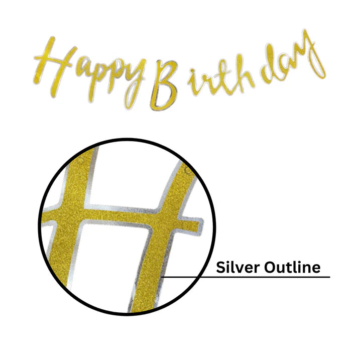 Happy Birthday Glitter Cursive Banner