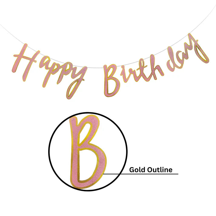 Happy Birthday Glitter Cursive Banner