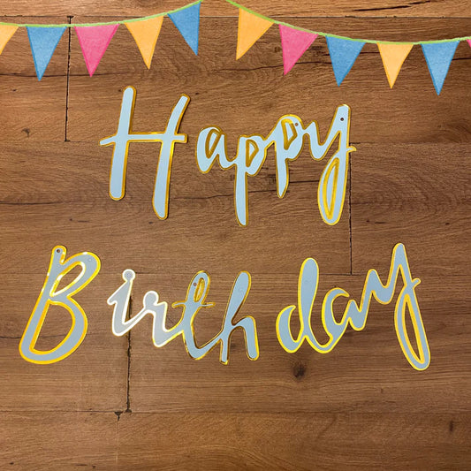 Happy Birthday Glitter Cursive  Banner